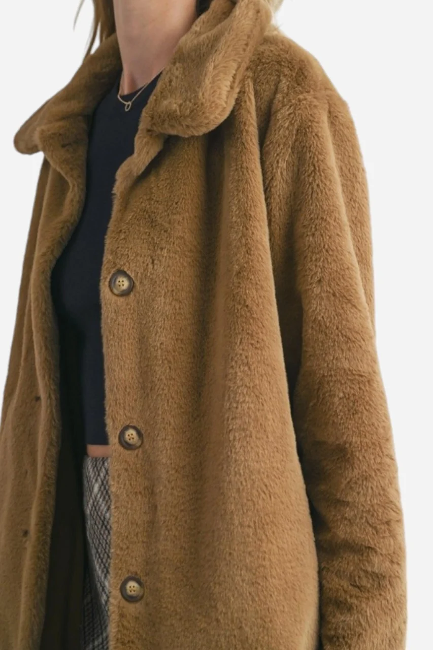 SADIE & SAGE Eden Faux Teddy Bear Long Coat - Image 2