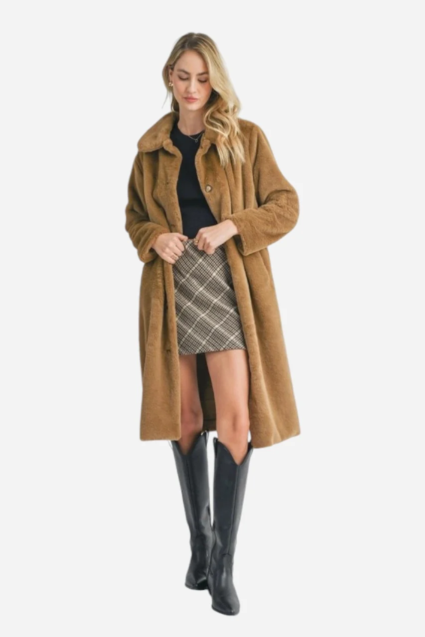 SADIE & SAGE Eden Faux Teddy Bear Long Coat - Image 5