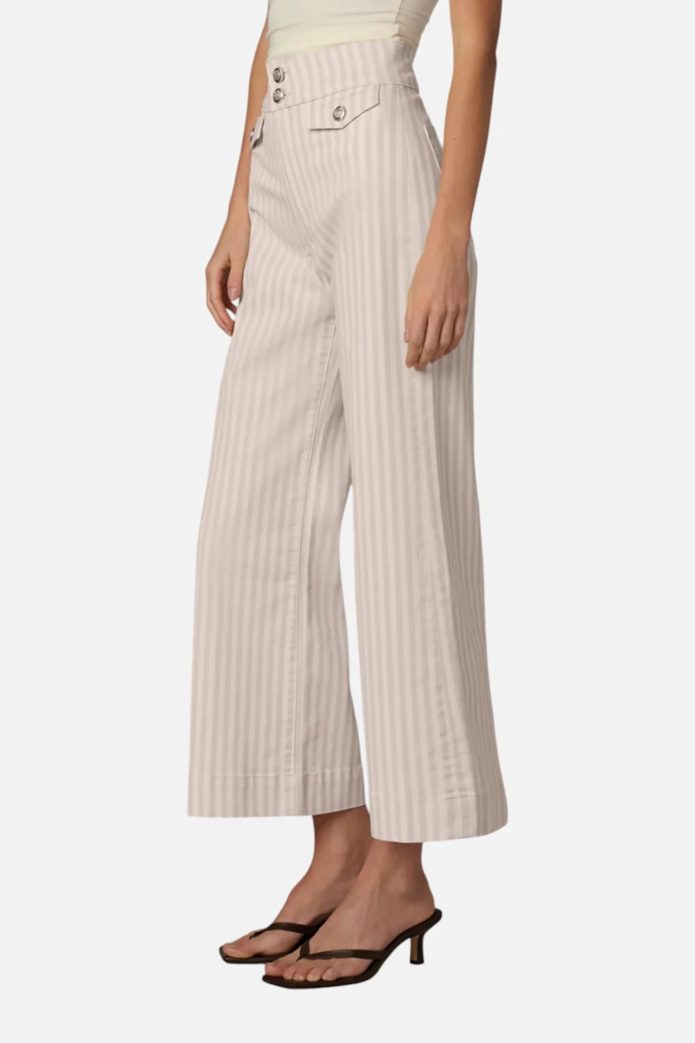 Joes Jeans Ellia High-Rise Wide Leg Ankle Jean in Natural Stripe - Image 3