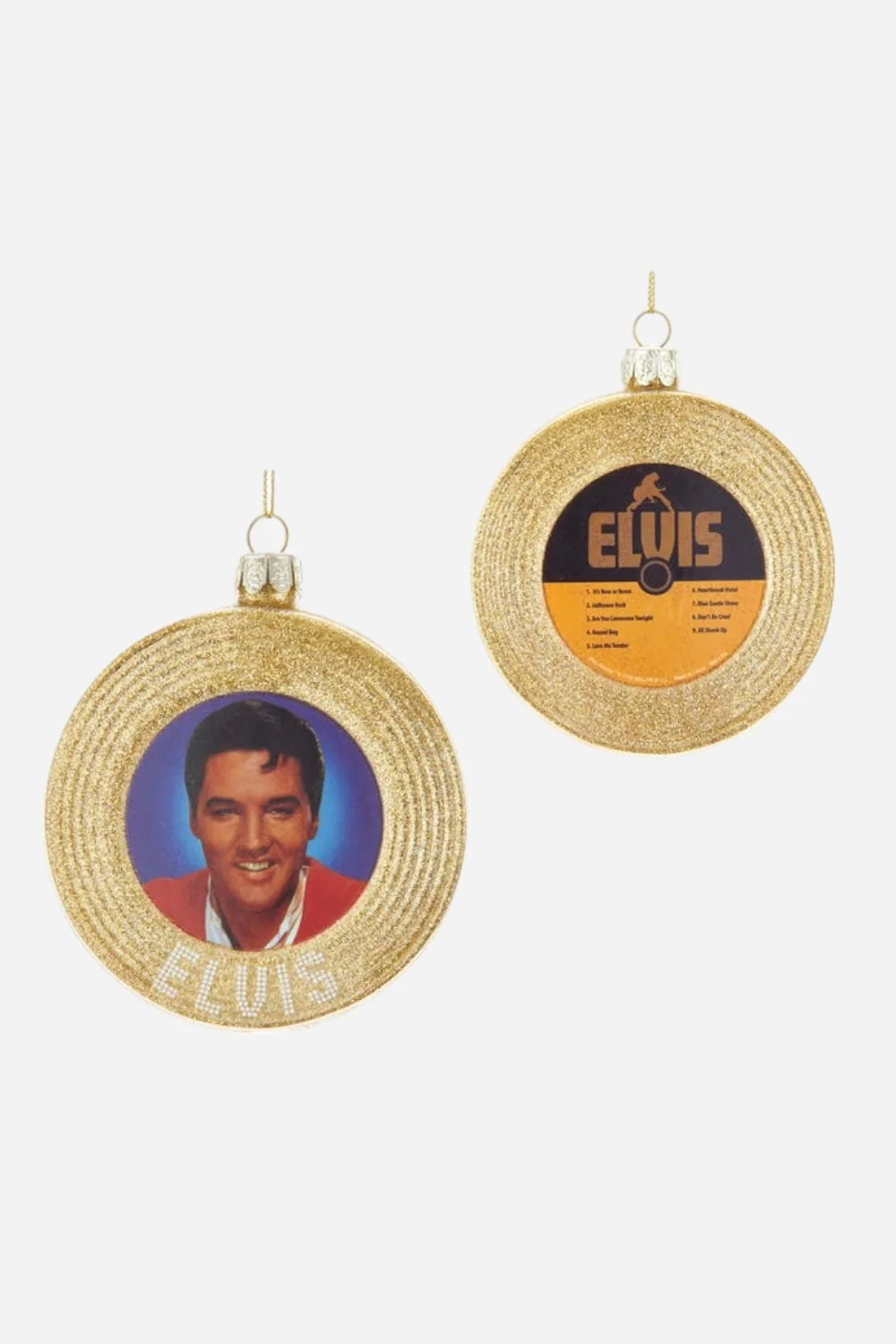 Elvis Presley Glass Gold Record Ornament