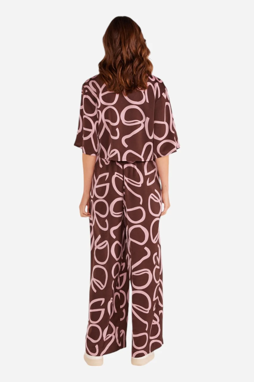 MINKPINK Emmy Wide Leg Pant Brown/Pink - Image 3