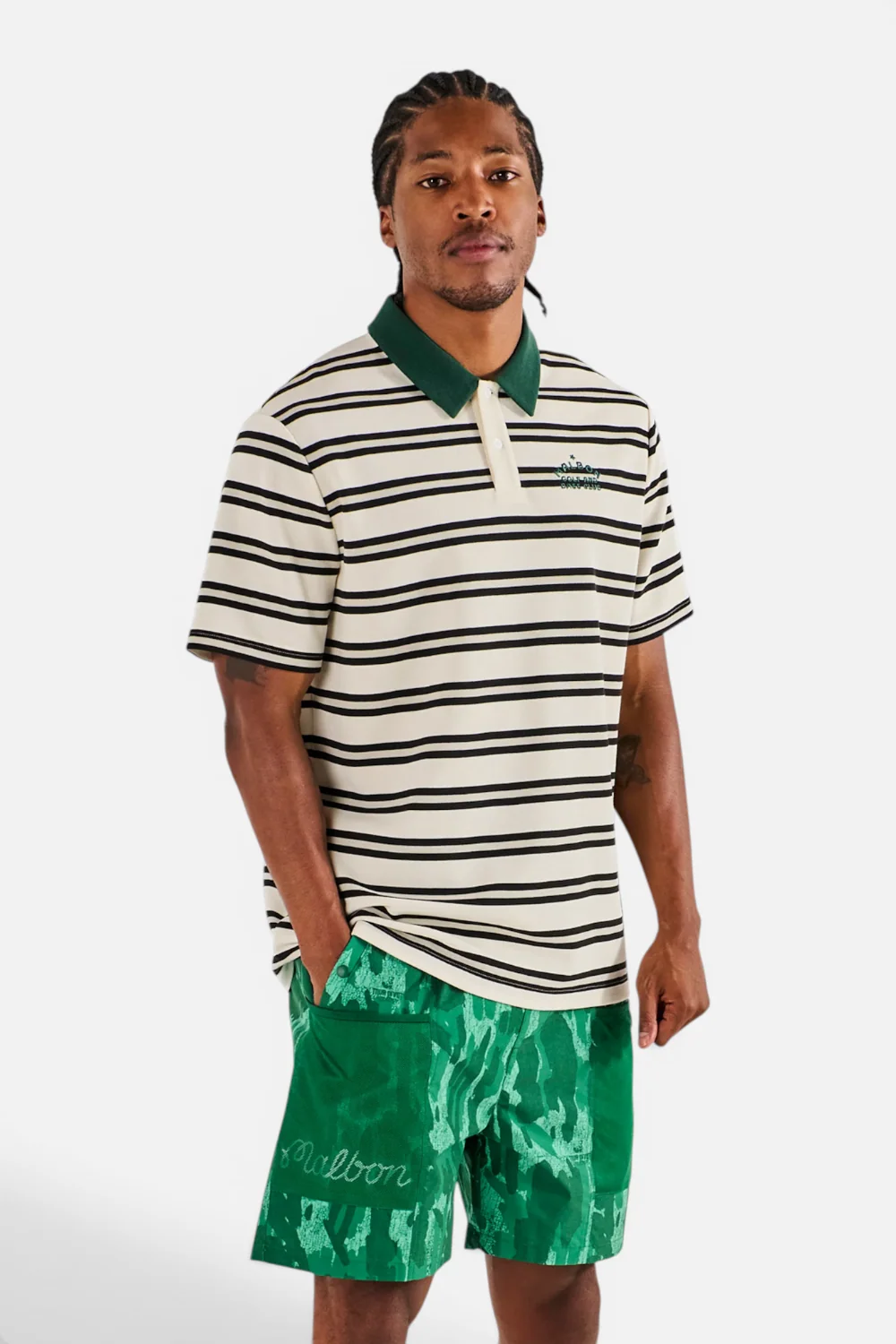 Malbon Golf Fairway Bass Club Polo in Ivory
