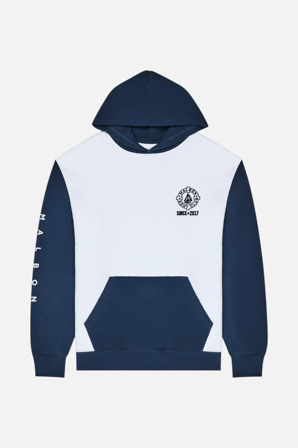 Malbon Golf Men's Fesque Deck Hand Hoodie in White and Navy - Image 3