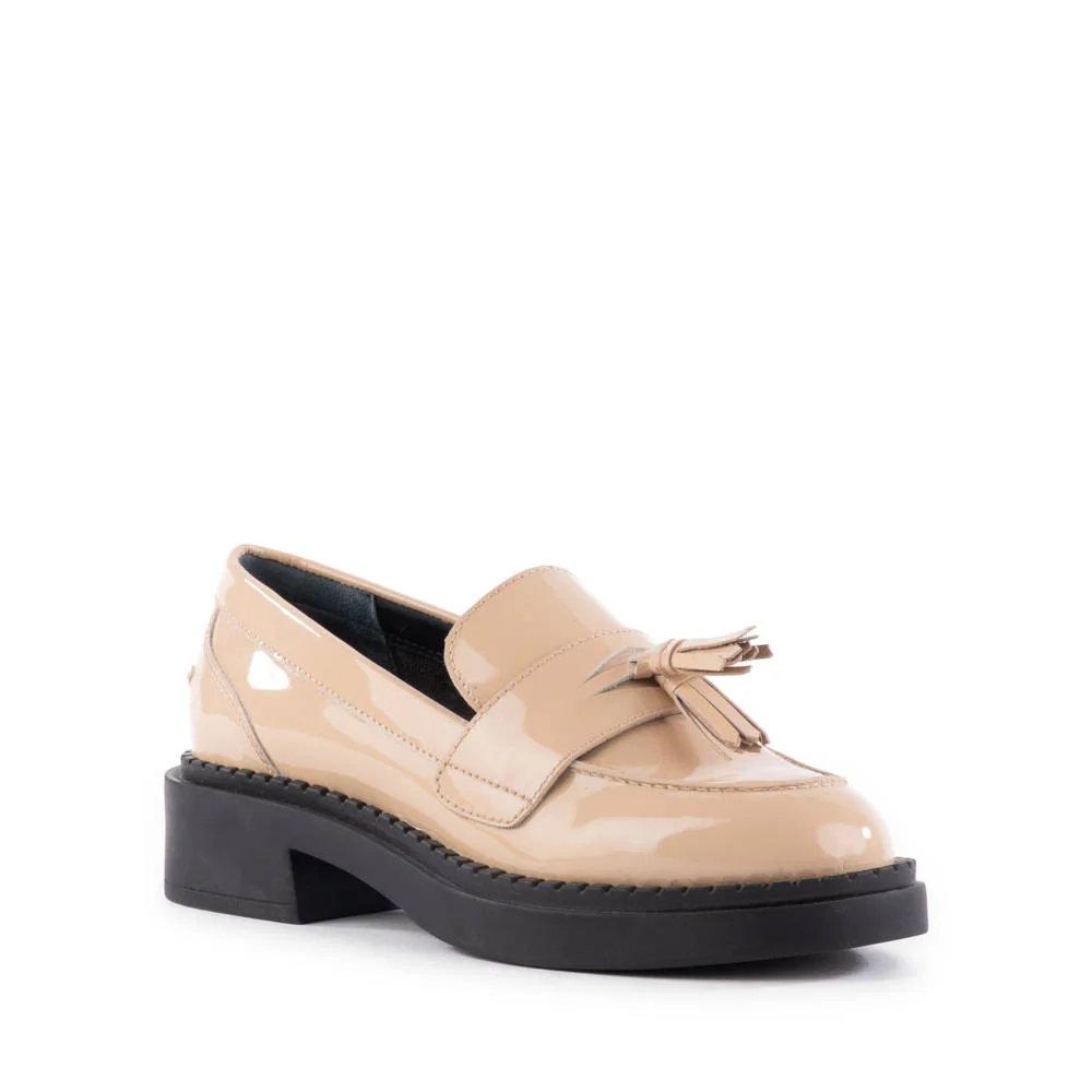 Seychelles Final Call Loafer in Patent Beige - Image 3