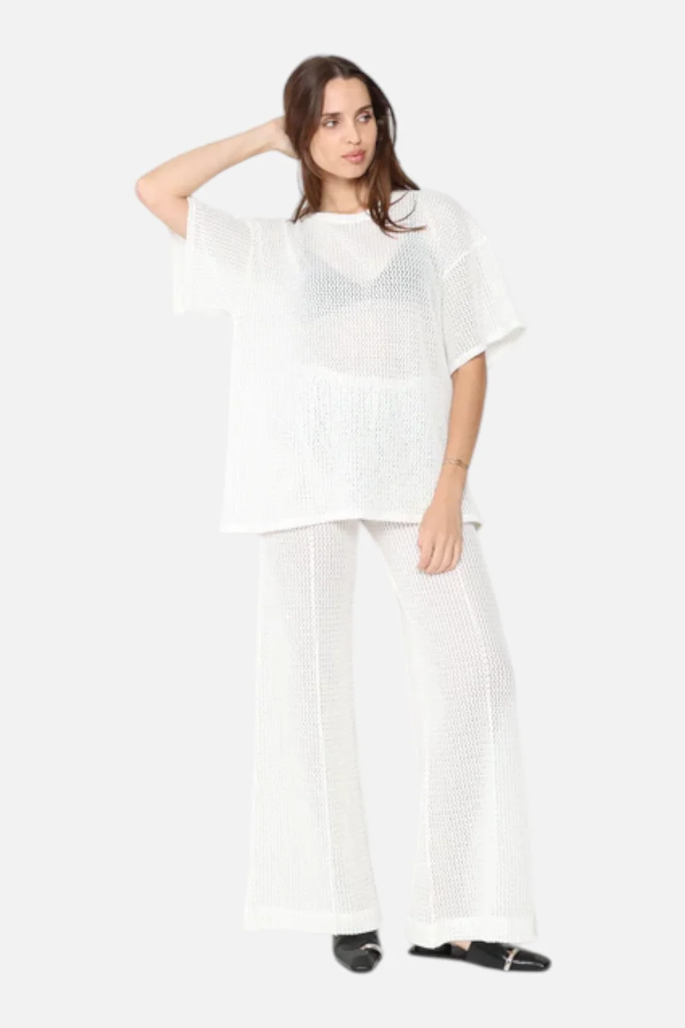 Ripley Rader Fishnet Big Shirt in Ivory - Image 3