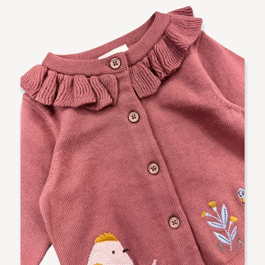 Viverano Floral Bird Embroidered Baby Knit Cardigan - Image 4