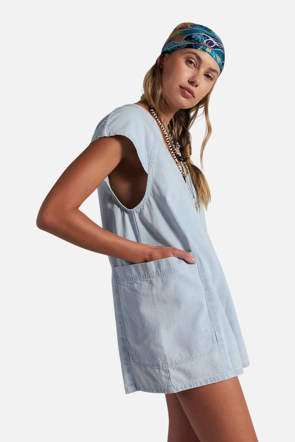 Free People Free Fall Denim Romper in Water - Image 2