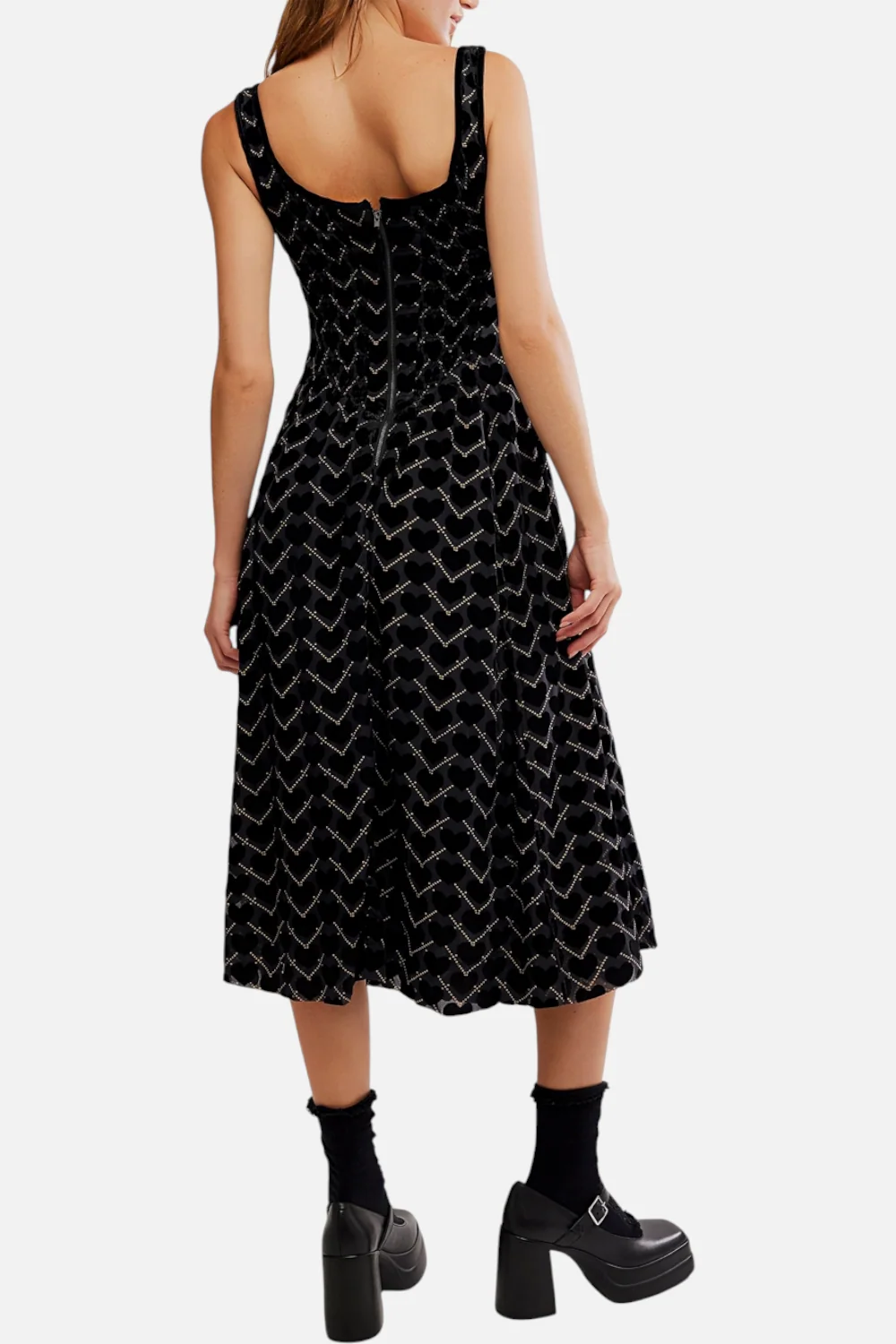 Free People Women's Freya Printed Midi Dress in Charcoal - Image 2