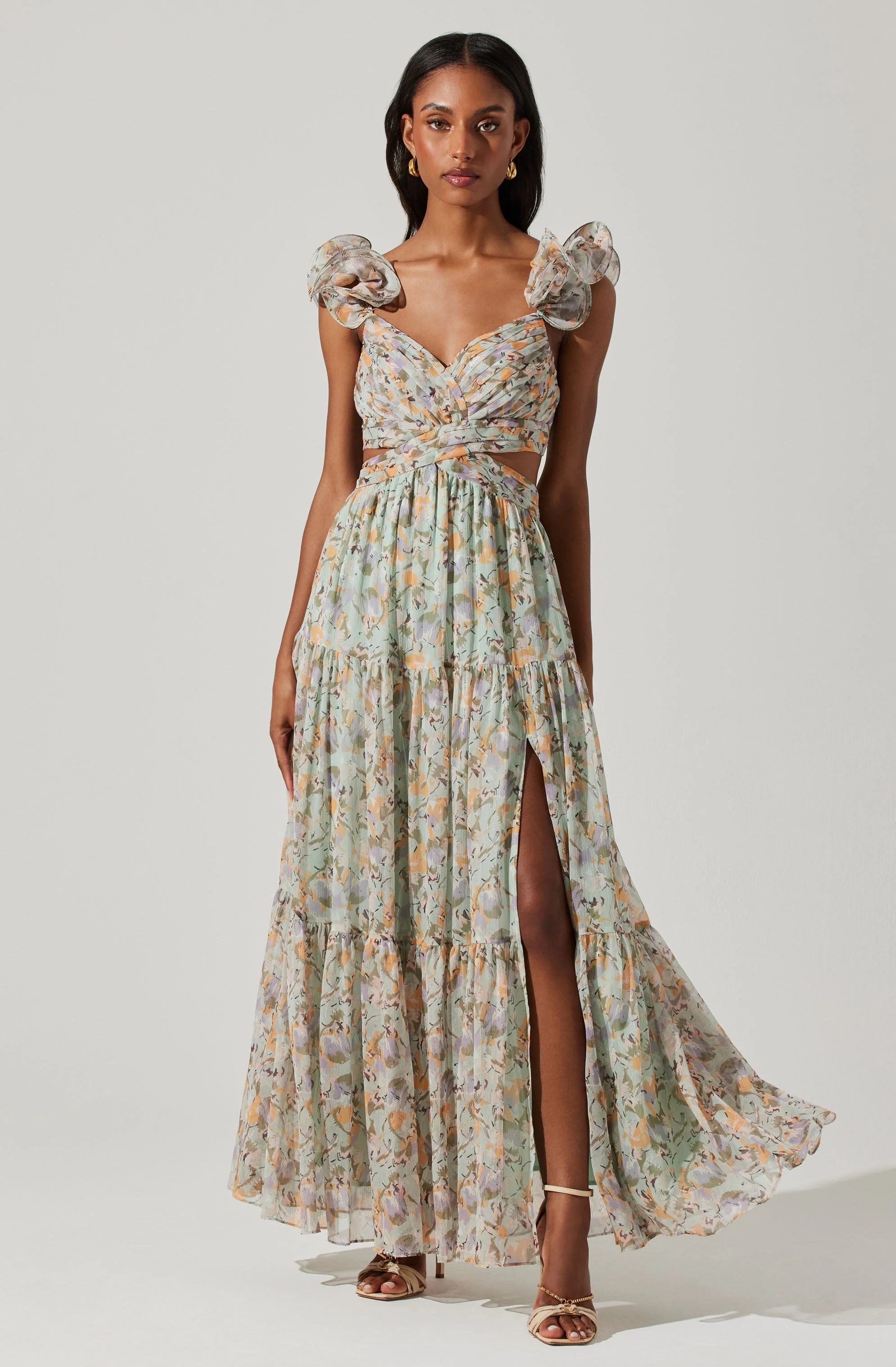 ASTR The Label Fritillaria Maxi Cut Out Dress in Mint Purple - Image 3