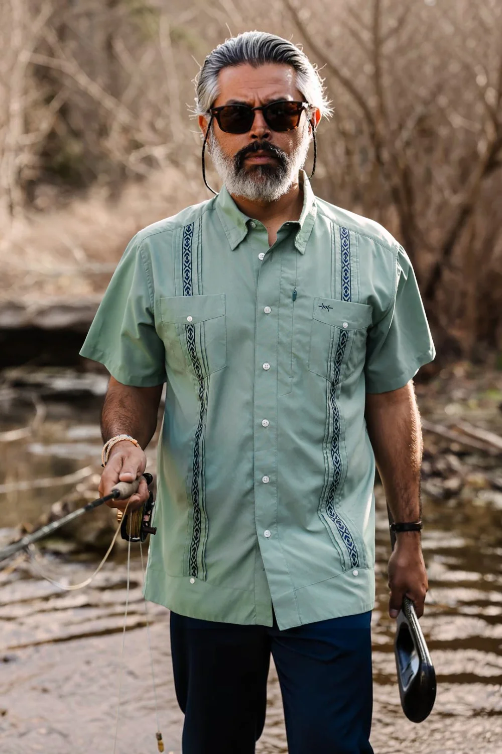 Texas Standard Guayabera Libre Short Sleeve Shirt in Marea - Image 7