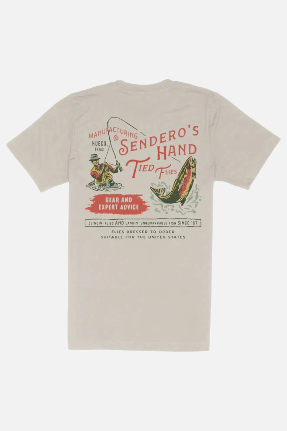 Sendero Provisions Hand Tied Flies T-Shirt in Sand