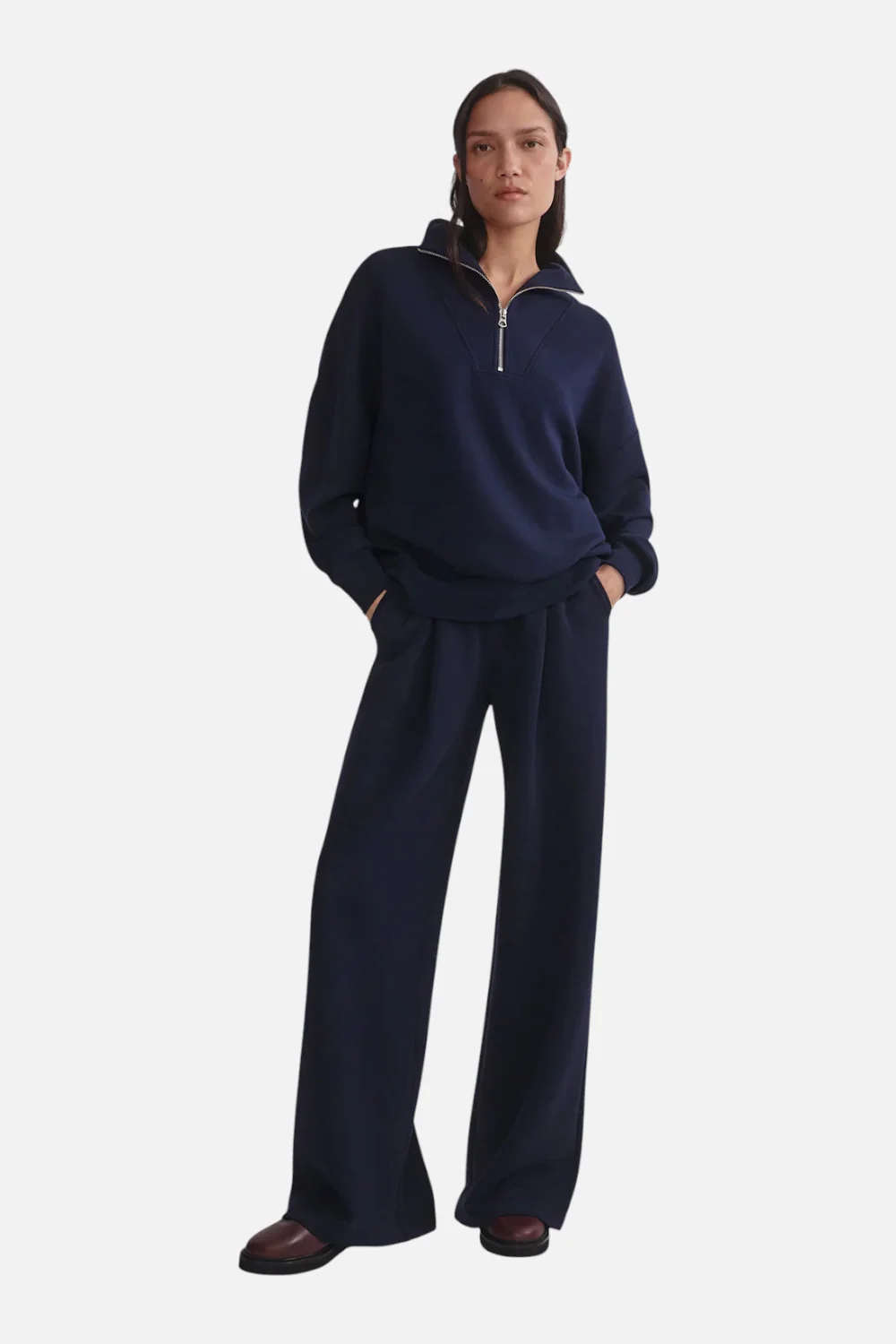 Varley Hawley Half Zip Sweat in Navy