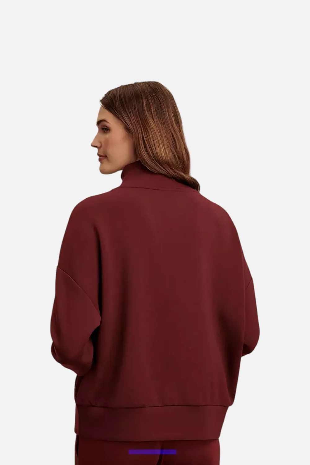 Varley Hawley Half Zip Sweat in New Maroon - Image 2