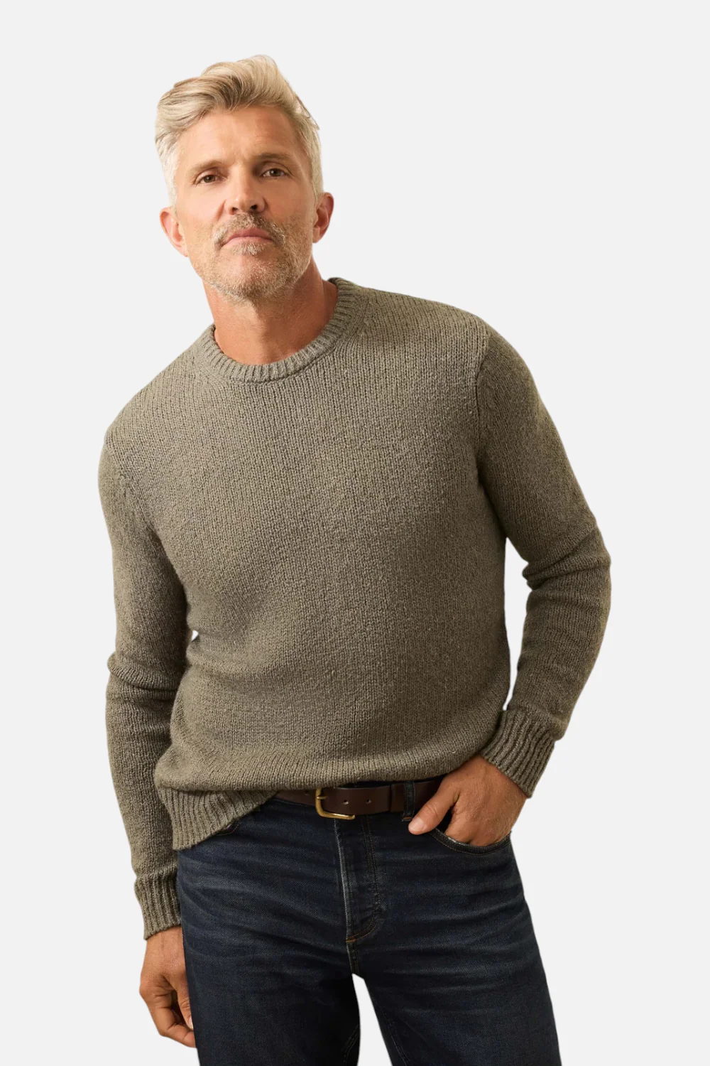 Faherty Heirloom Crewneck Sweater in Olive Cove