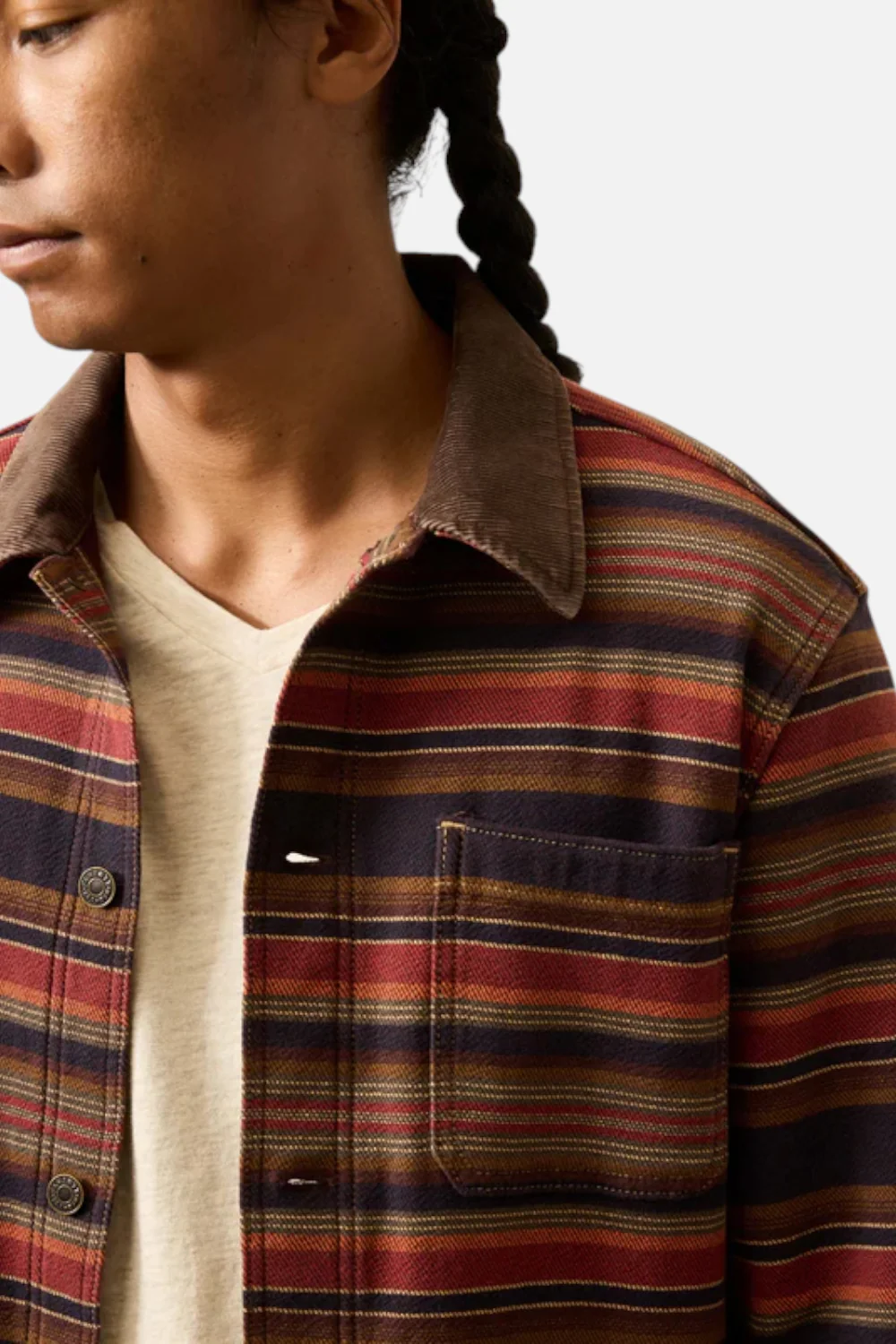 Faherty High Ridge Twill Studio Jacket in Nighttime Fire Stripe - Image 2