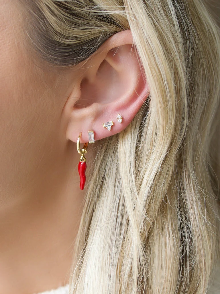 Farrah B Hot Stuff Pepper Huggie Earrings in Gold - Image 2
