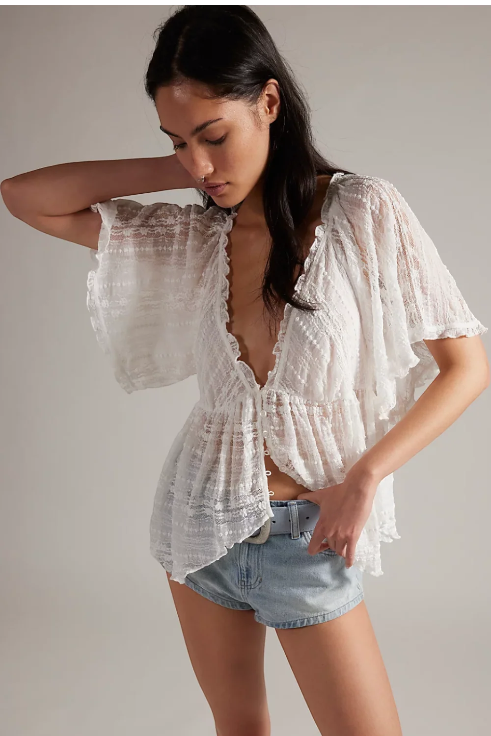 Free People In Your Dreams Lace Top in Clean Ivory - Image 2