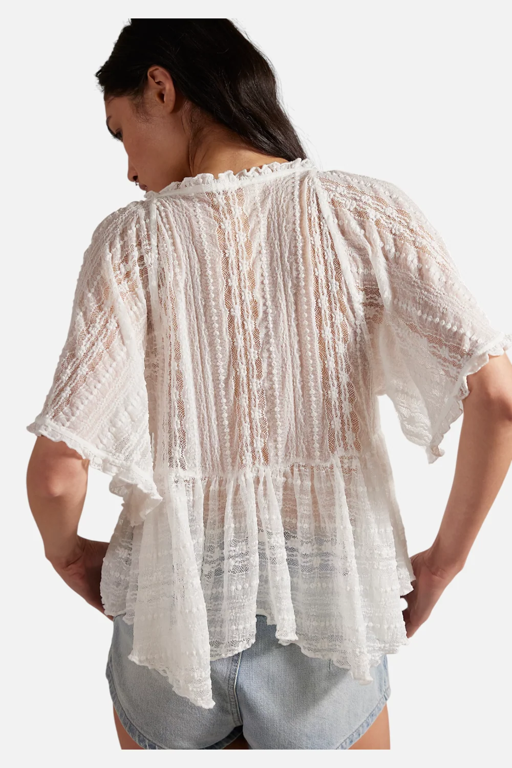 Free People In Your Dreams Lace Top in Clean Ivory - Image 3
