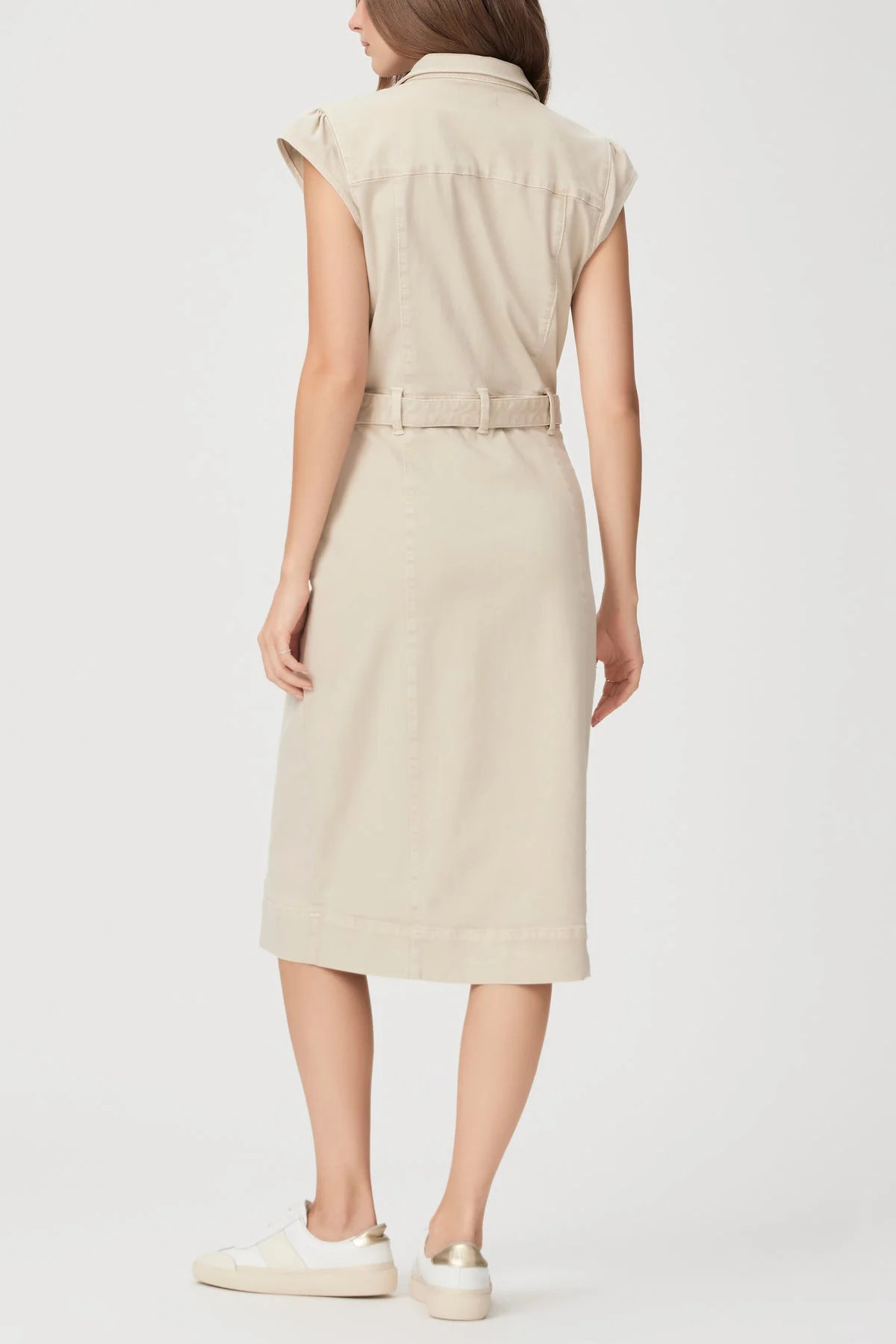 Paige Jaxsyn Midi Dress in Vintage Warm Sand - Image 3
