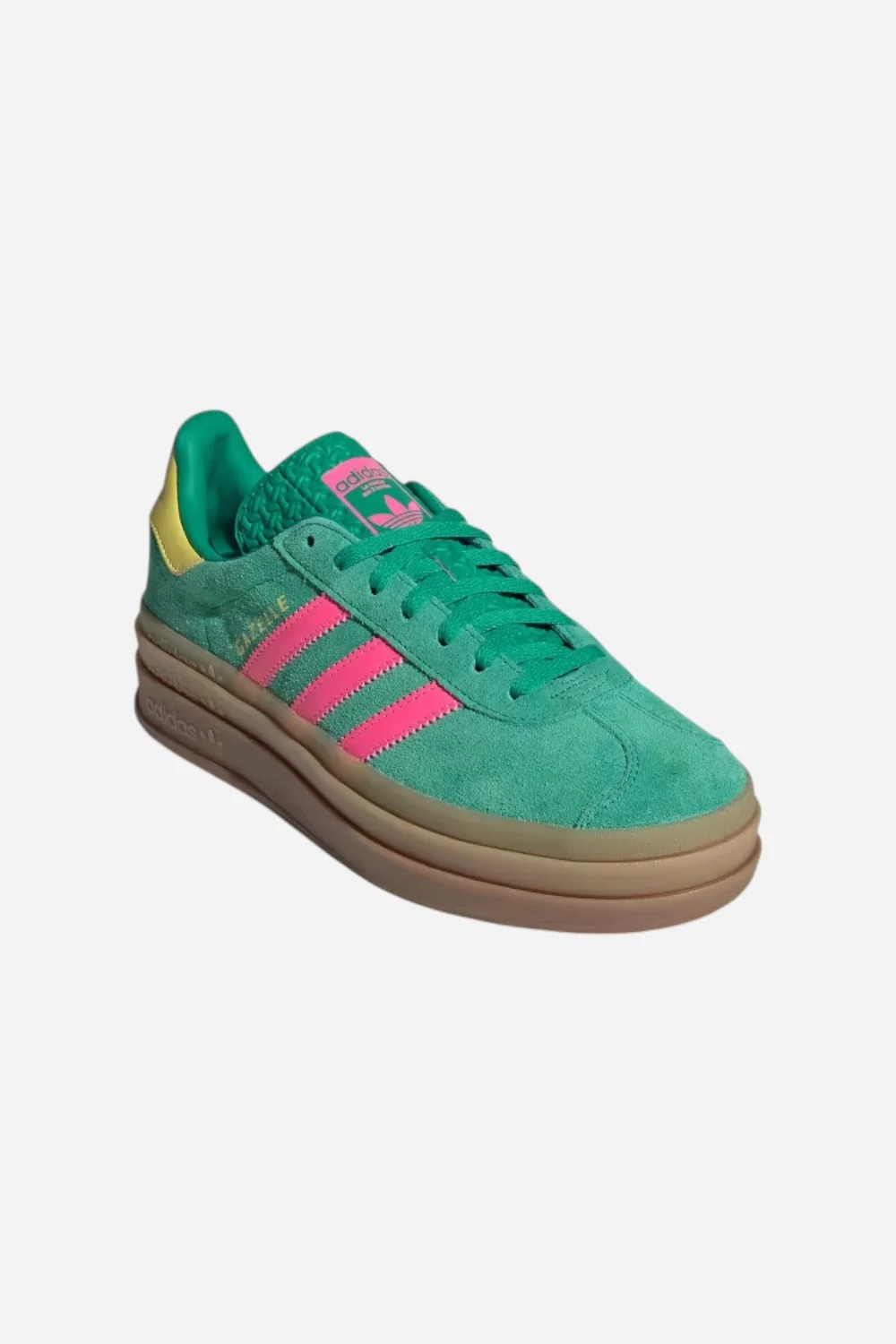 Adidas Gazelle Bold Shoes in Green, Lucid Pink & Pure Sulfur - Image 4