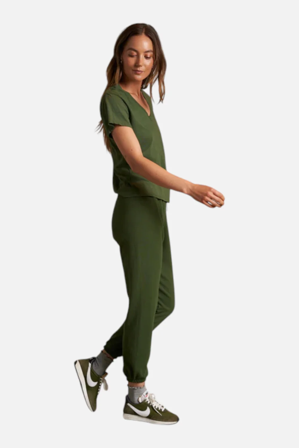 Perfect White Tee Women's Johnny French Terry Sweatpant in Fern Green - Image 3