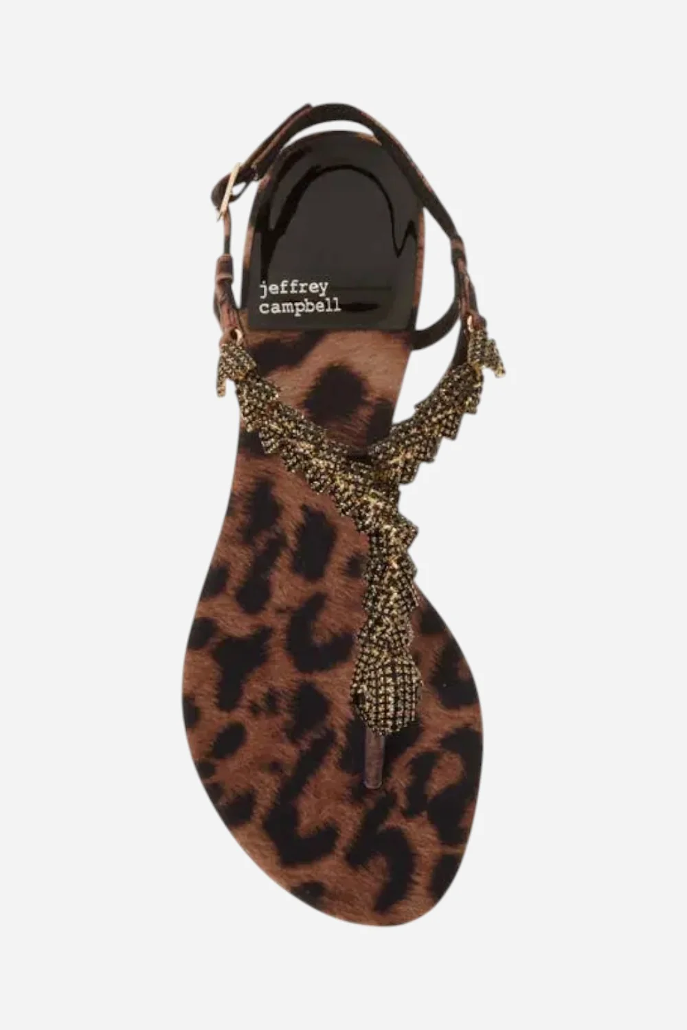 Jeffrey Campbell Kaa Snake Sandal in Black Beige Cheetah Satin - Image 5