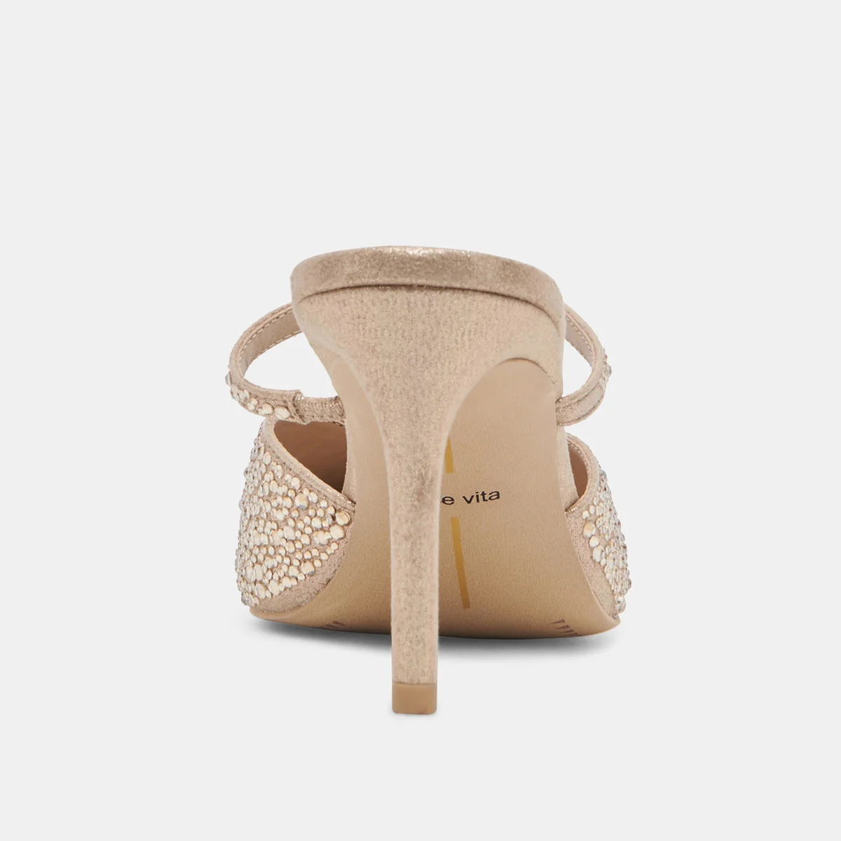 Dolce Vita Kanika Crystal Heels in Light Gold Fabric - Image 7