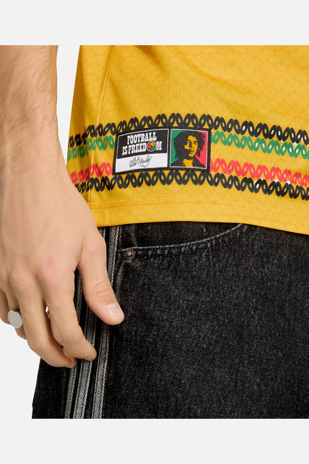 Adidas Jamaica 26 x Bob Marley Home Jersey in Bold Gold - Image 5