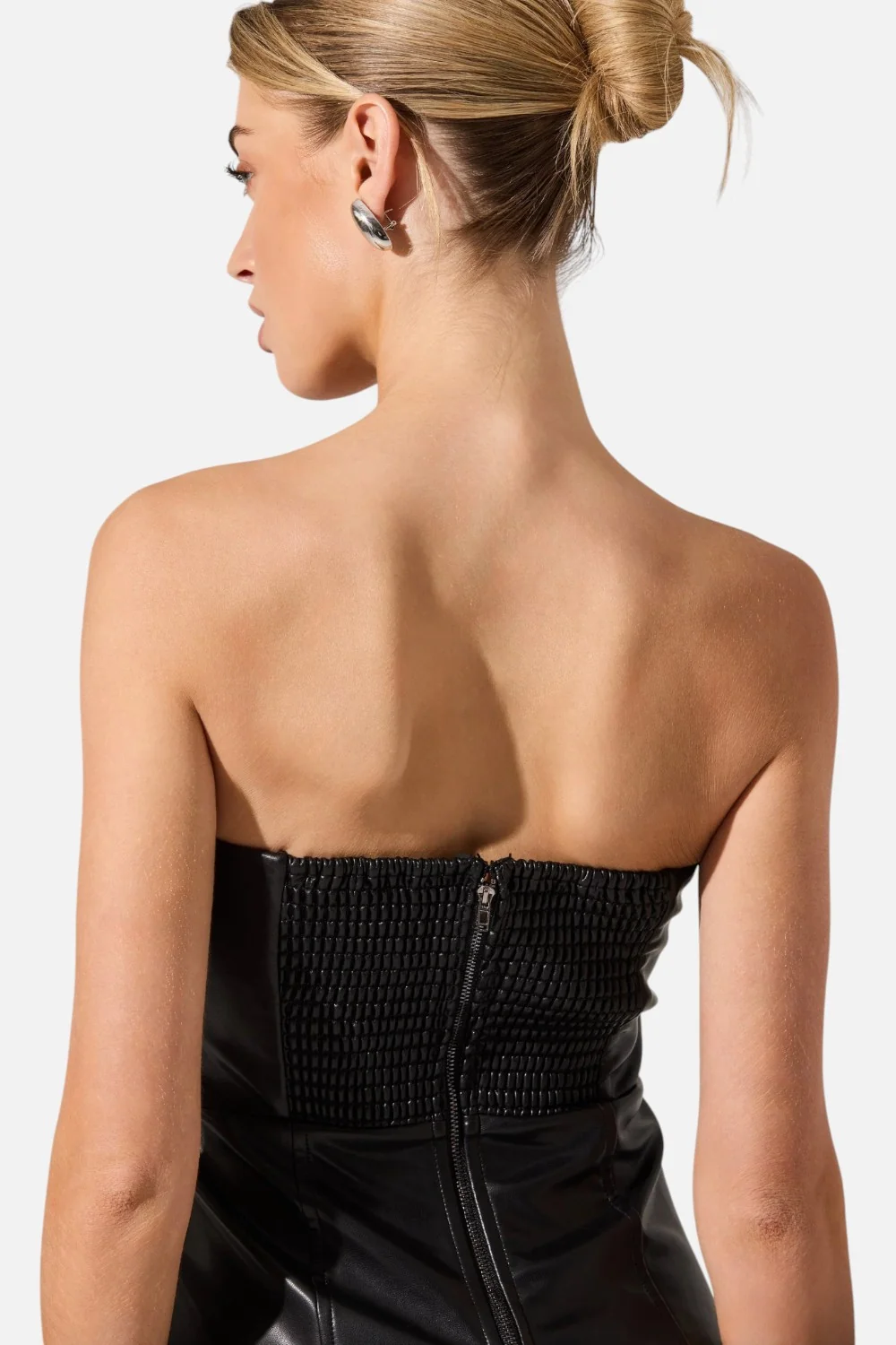 ASTR the Label Keyana Strapless Faux Leather Dress in Black - Image 4