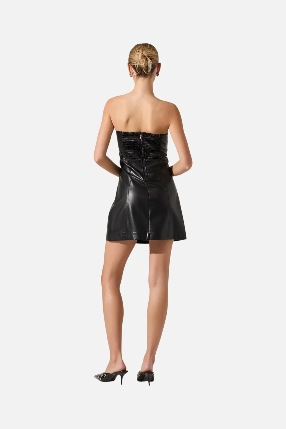 ASTR the Label Keyana Strapless Faux Leather Dress in Black - Image 6