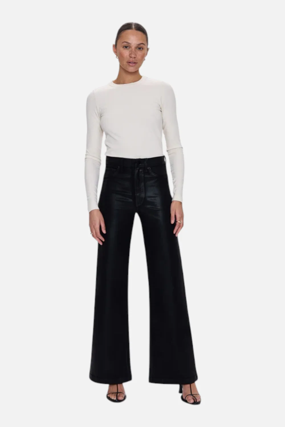 Pistola Lana High Rise Ultra Wide Leg Jean in Coated Noir