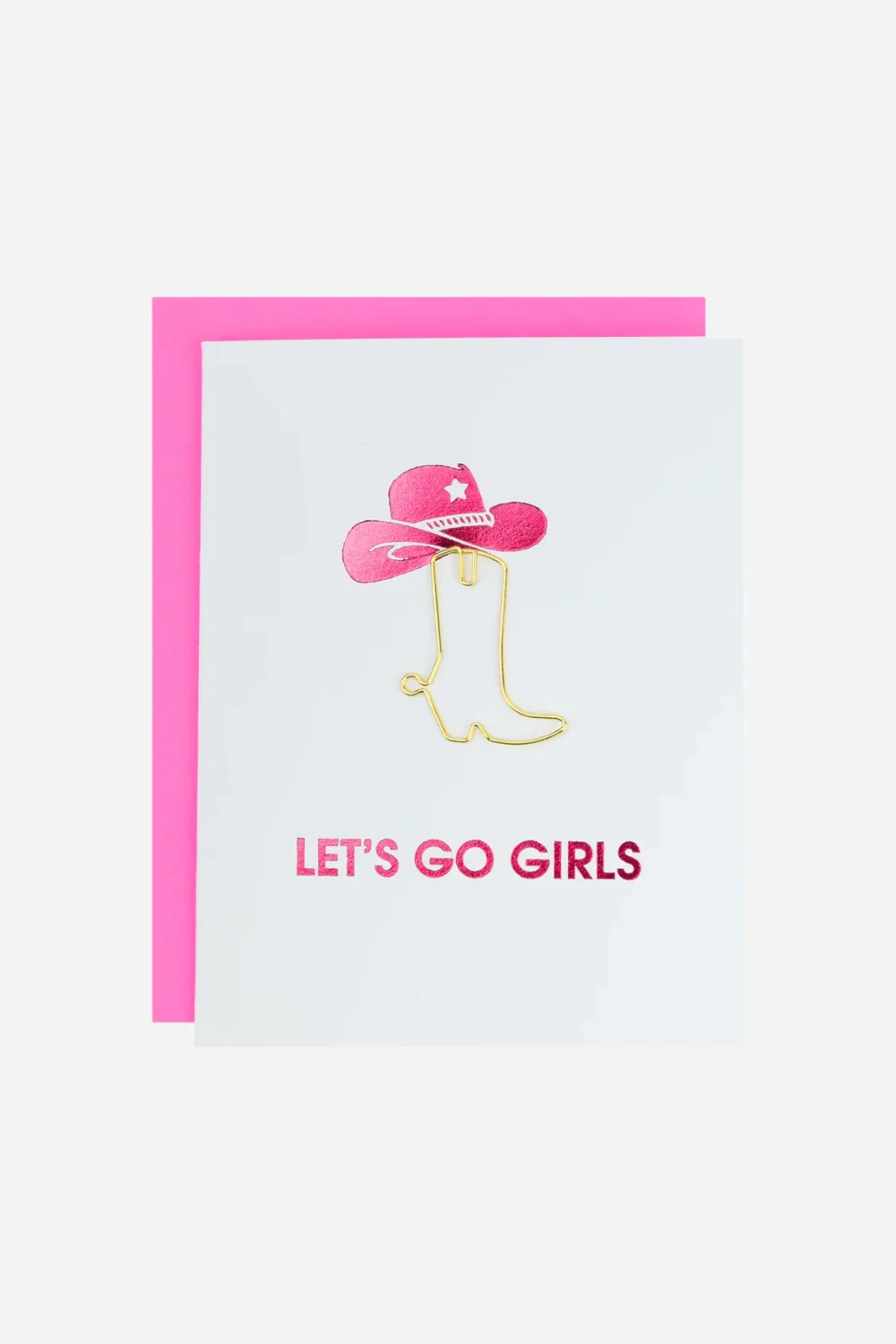 Let's Go Girls - Paper Clip Letterpress Card