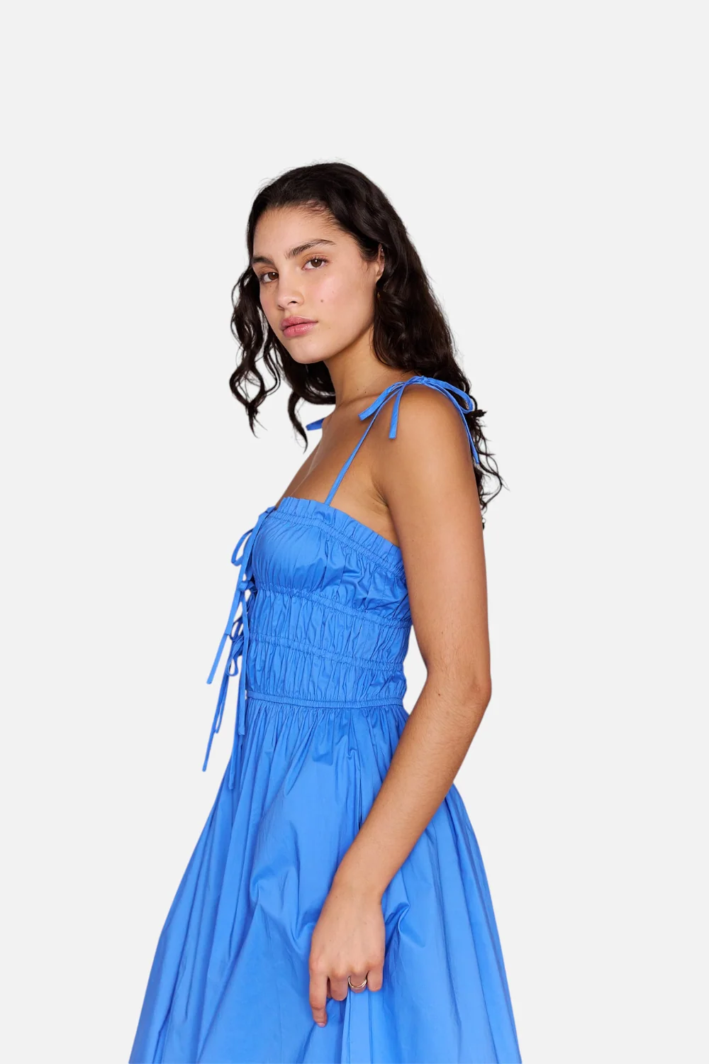 MINKPINK Liana Tie Midi Dress in Jacaranda Blue - Image 3