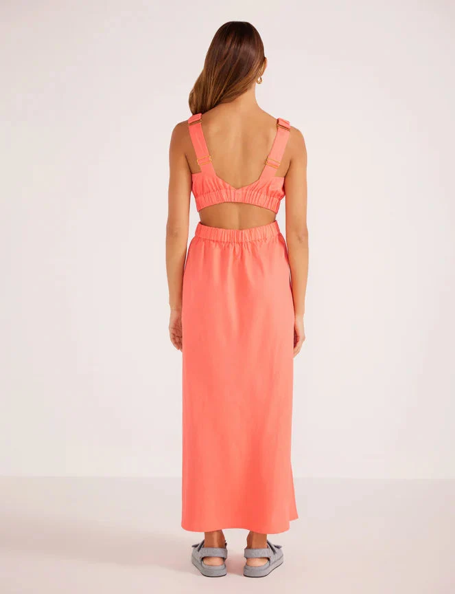 Minkpink Lila Linen Cut Out Midi Dress in Pink - Image 2