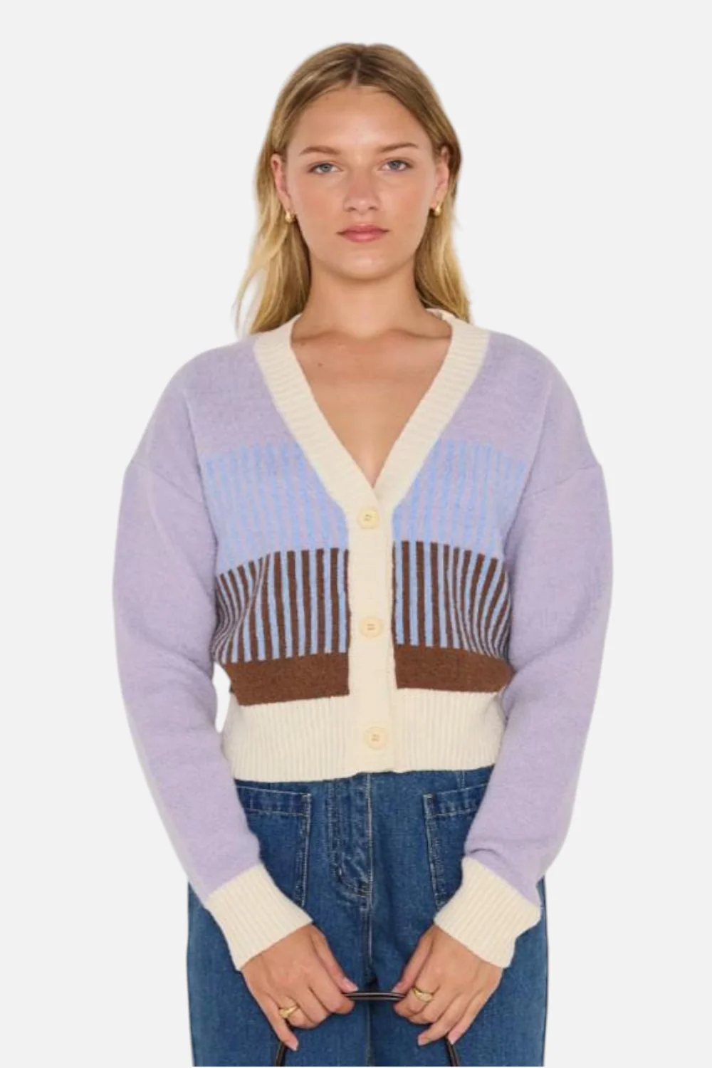 MinkPink Linden Cardi in Multi Stripe - Image 3