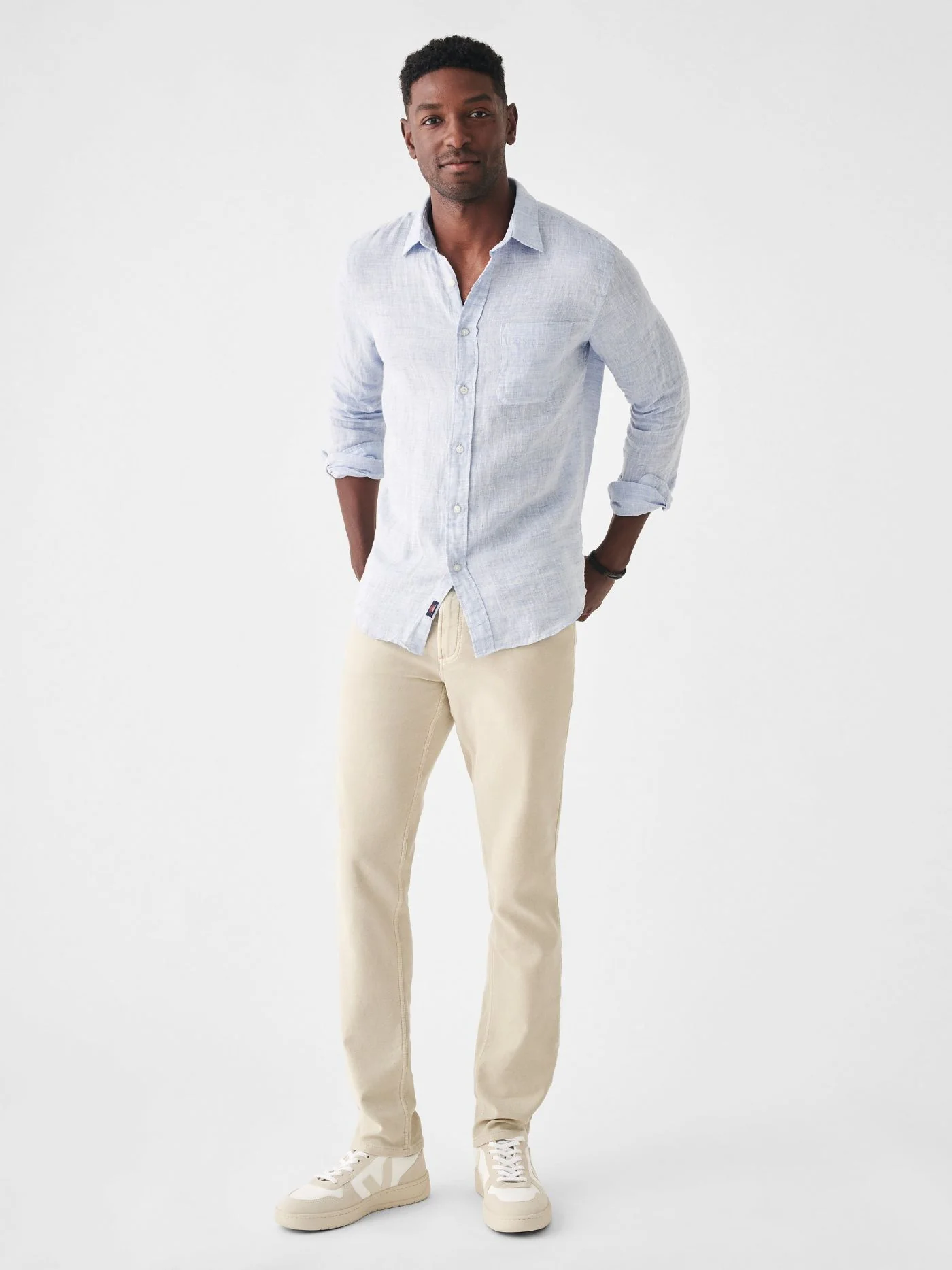 Faherty Linen Laguna Shirt in Light Blue Melange - Image 2