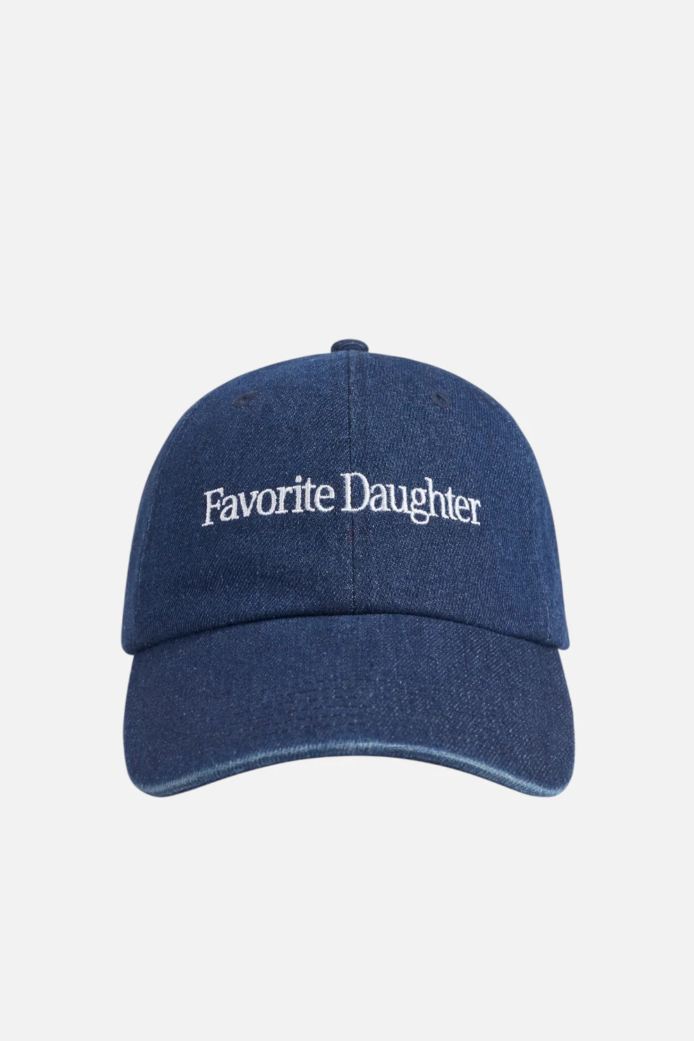 Favorite Daughter Logo Denim Baseball Cap in Dark Wash
