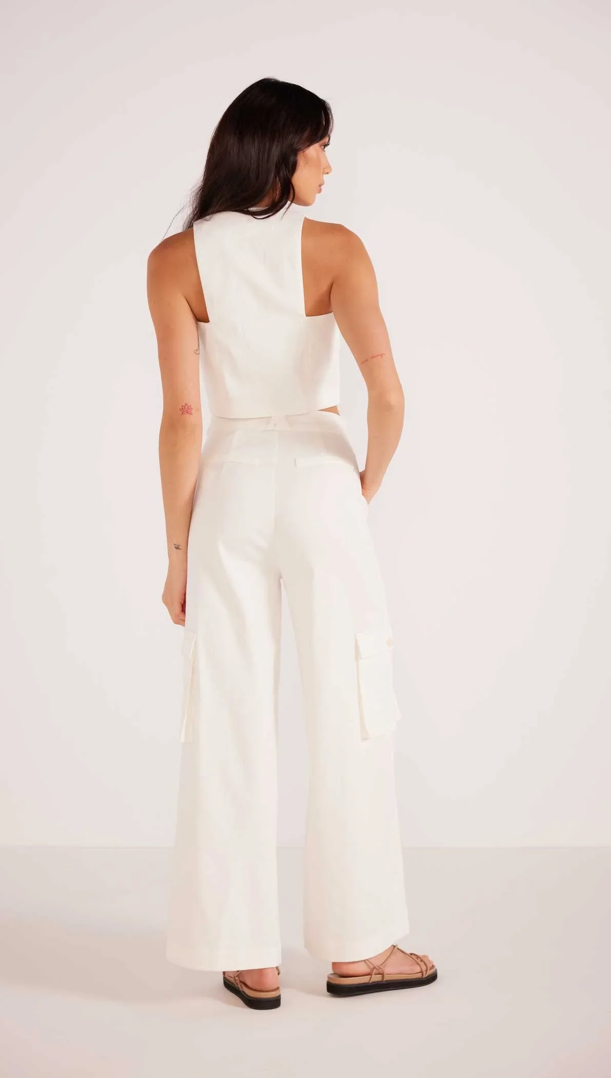 MINKPINK Lottie Halter Neck Vest in White - Image 2
