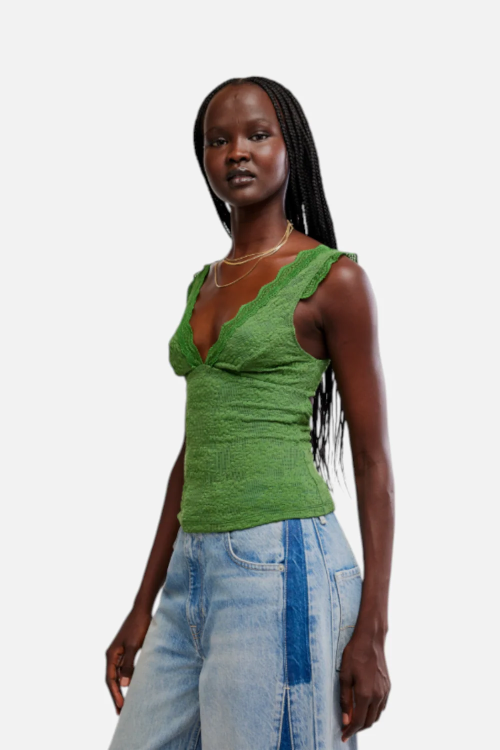 Free People Loved You First Lace Cami in Forest Fairy Green - Image 2