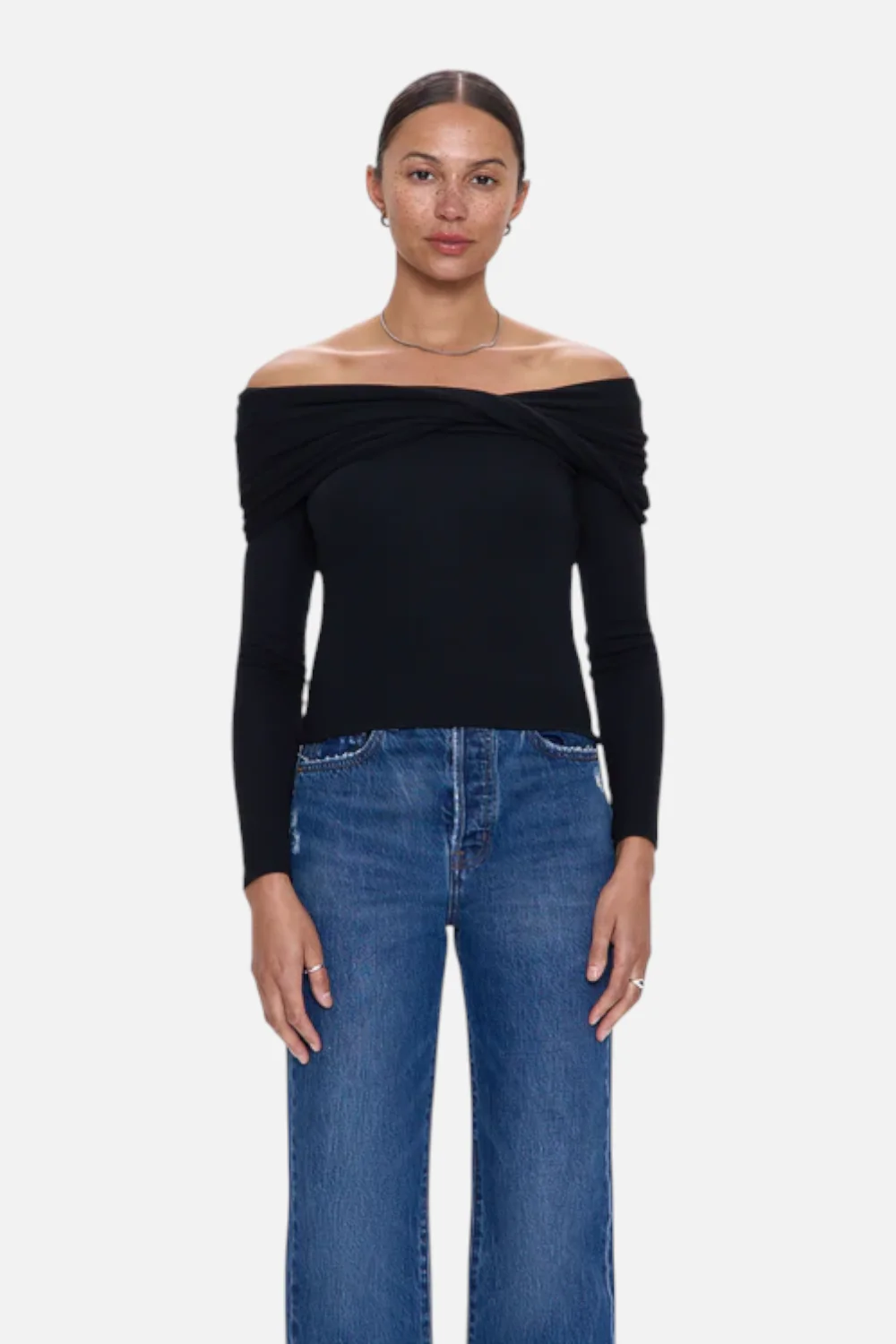 Pistola Lyra Off The Shoulder Top in Noir