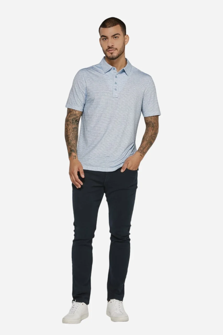7 Diamonds Malone Short Sleeve Polo in Blue - Image 3