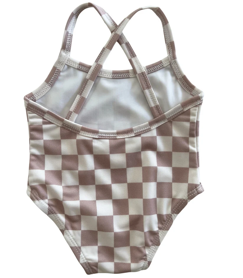 Siix Collection Marina Swimsuit Upf 50 in Tiramisu Checkerboard - Image 2