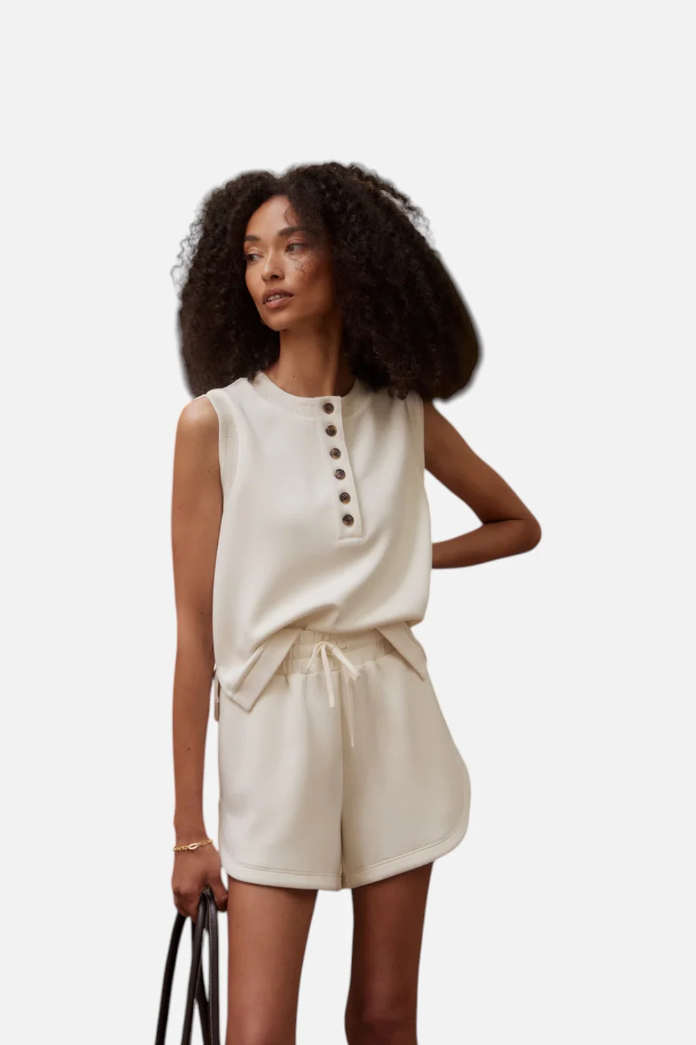Varley Marla Button Placket Tank in Pristine