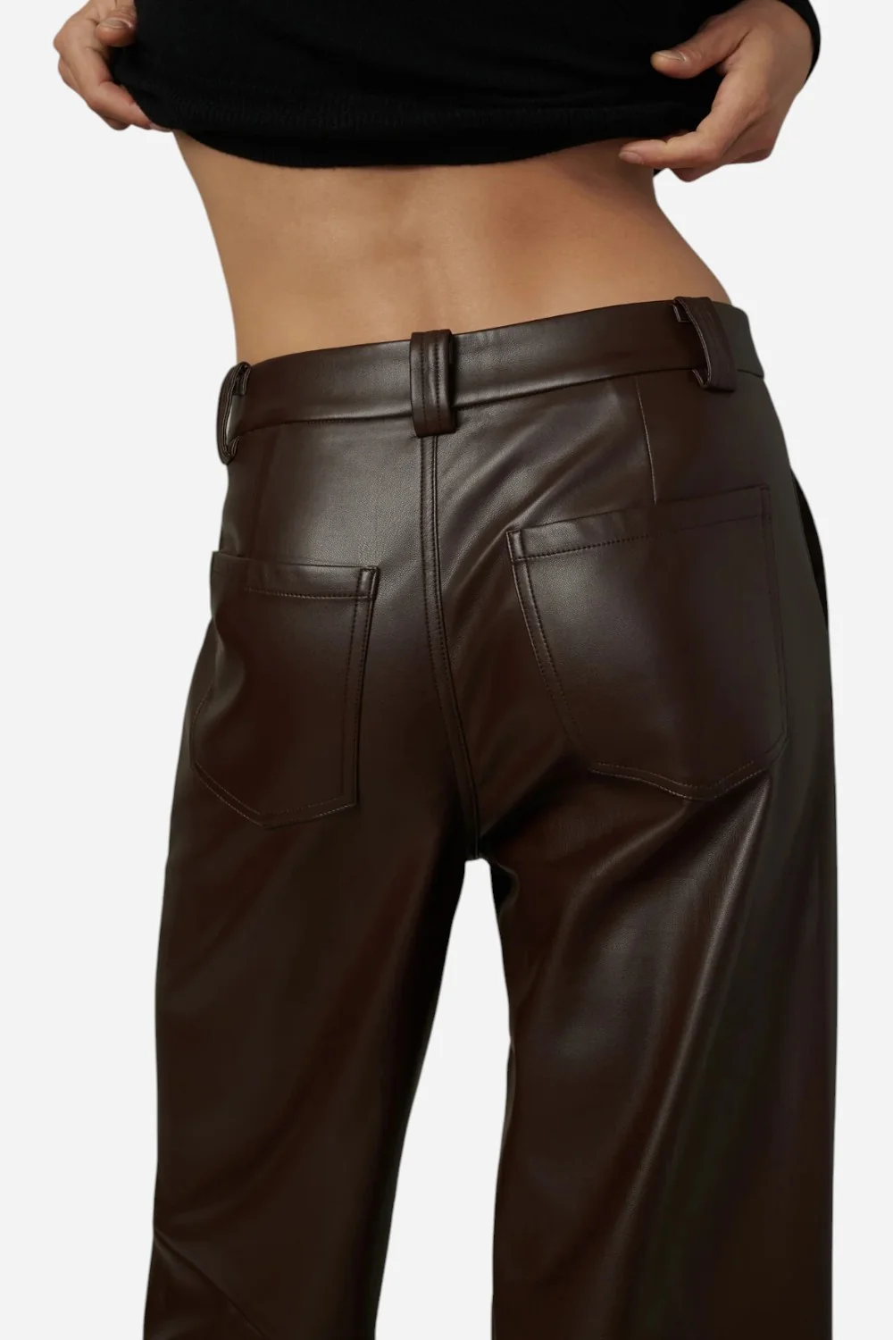 Joe's Jeans The Mia Vegan Leather Trouser in Coffee Bean - Image 6