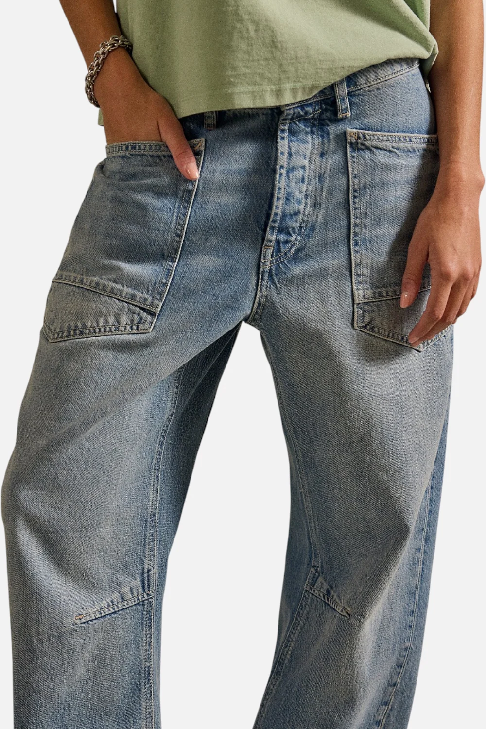 Free People Minimalist Moxie Boyfriend Barrel Jean in County Fair - Image 5