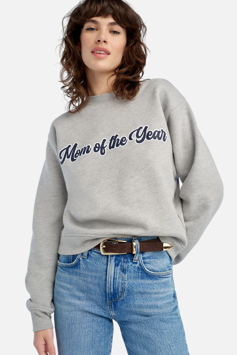 Favorite Daughter Mom Of The Year Varsity Sweatshirt in Grey