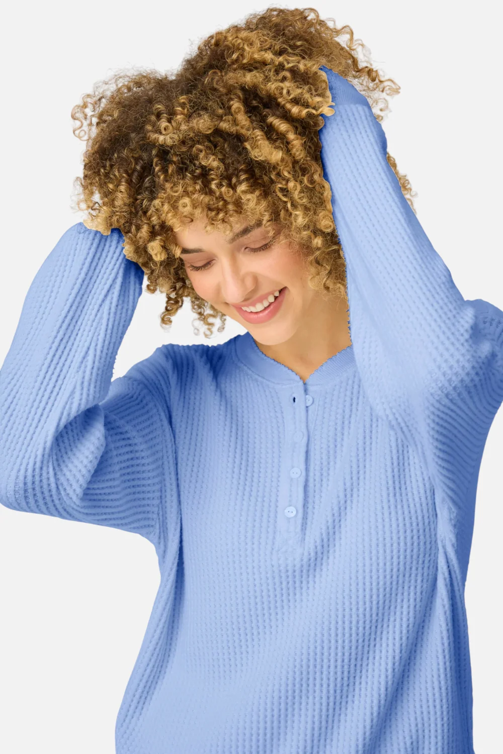 PJ Salvage Morning Waffles Long Sleeve Top in Periwinkle - Image 2