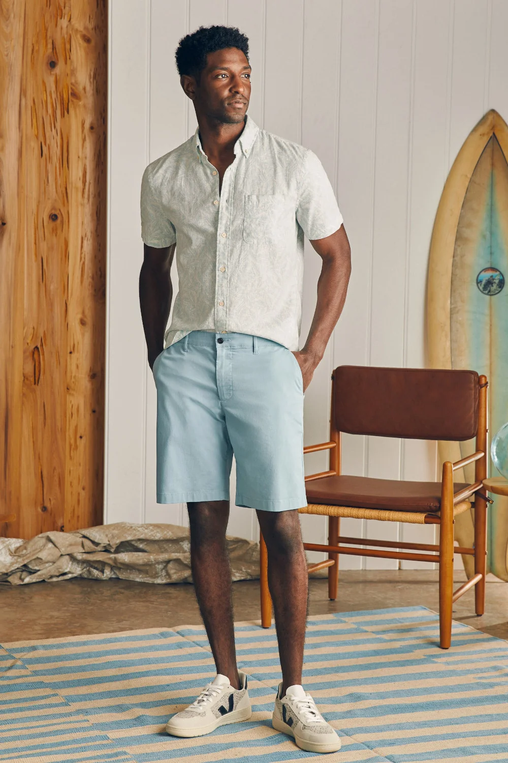 Faherty Movement Chino Short 8" in Steel Blue - Image 2