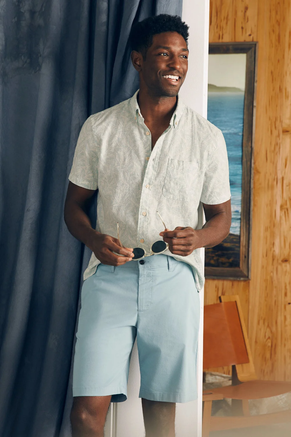 Faherty Movement Chino Short 8" in Steel Blue - Image 3