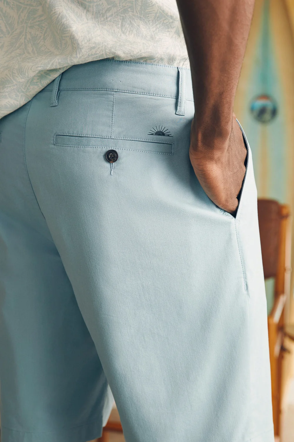 Faherty Movement Chino Short 8" in Steel Blue - Image 4